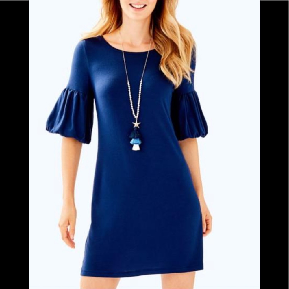 🌴 Lilly Pulitzer Lindell Shift Dress xs NEW Navy